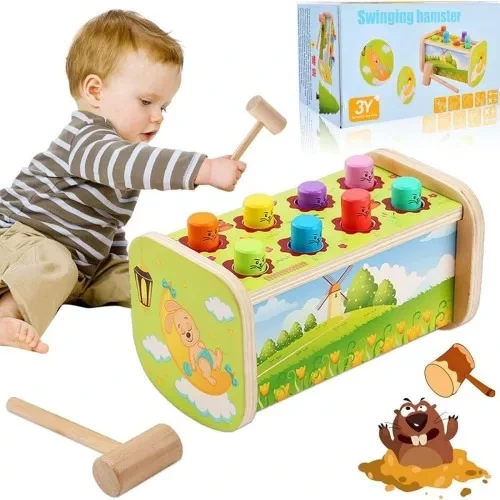 JUEGO DIDACT. PAGA TOPO DE MADERA.